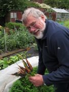 David Wilkin at his allotment in Manchester, England.